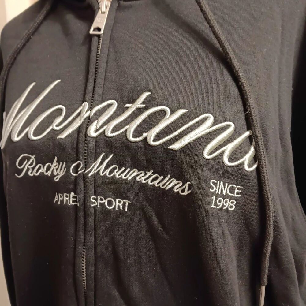 Men Med Black Montana Ski Resort Zip Hoodie 1998 Casualcore  Streetwear Preppy
